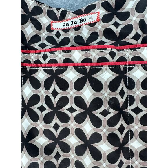 Ju Ju Be Black and Red Tote Diaper Bag Weekender Pockets Large Travel Bag - Picture 3 of 11